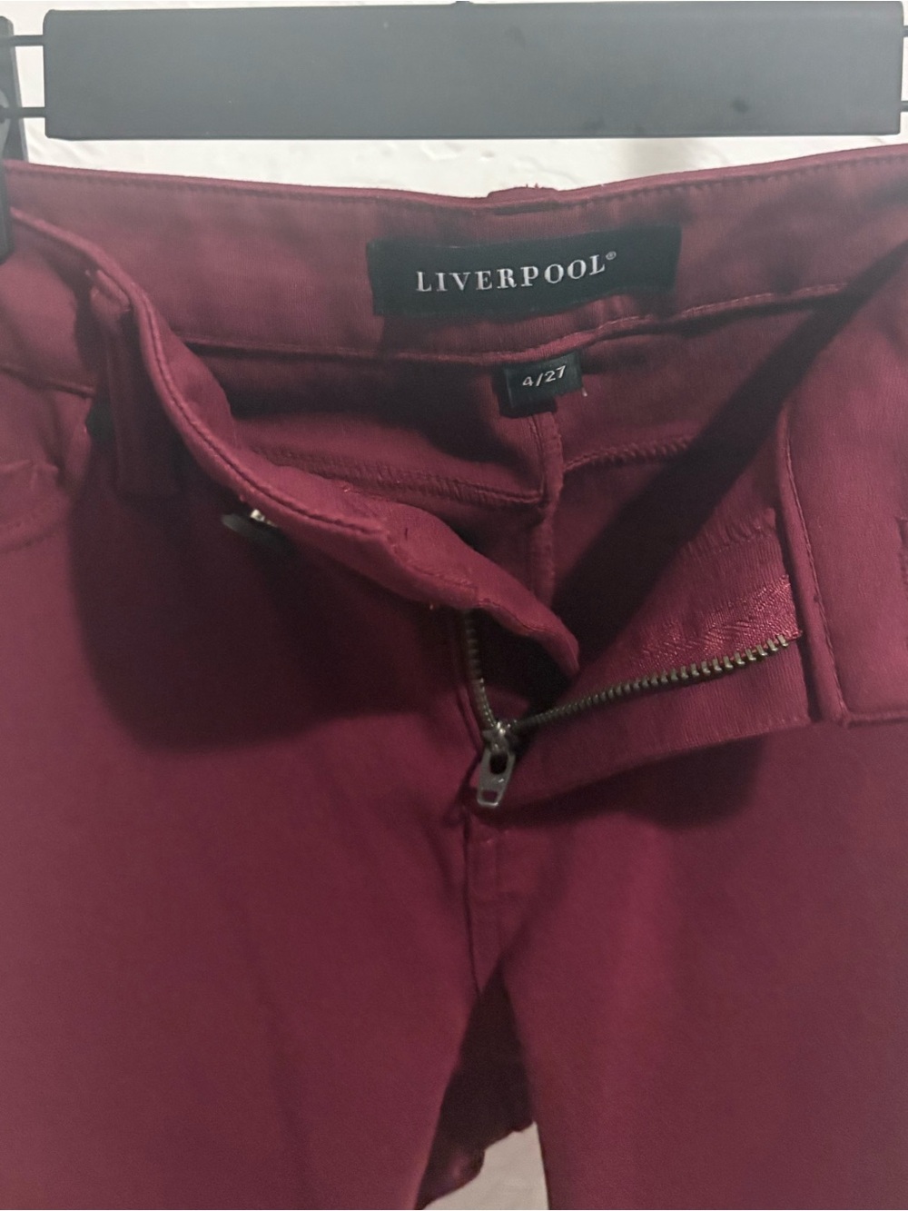 Liverpool Wine Red Pull-On Skinny Pants Size 4 Ponte Knit Stretch Career
